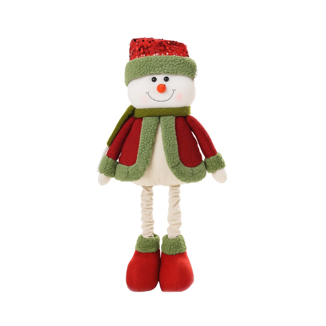 Patilarga muñeco de nieve Navideño Rojo