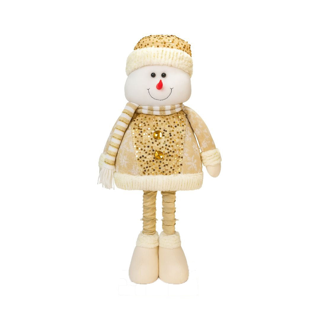 Patilarga muñeco de nieve Navideño Dorado